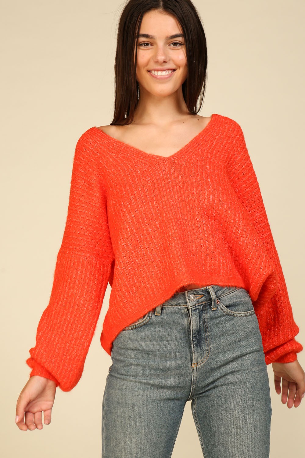 Long Sleeve Knit V-Neck Sweater