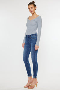 KAN KAN Mid Rise Hem Detail Ankle Skinny Jeans