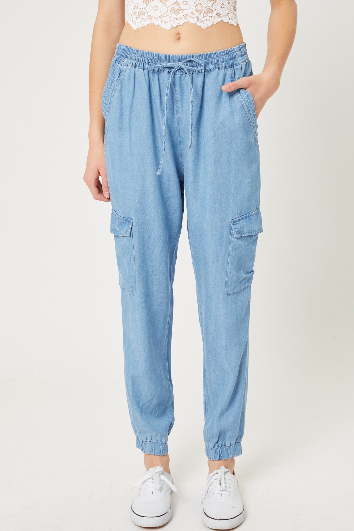 LUCIA WOVEN DENIM JOGGERS