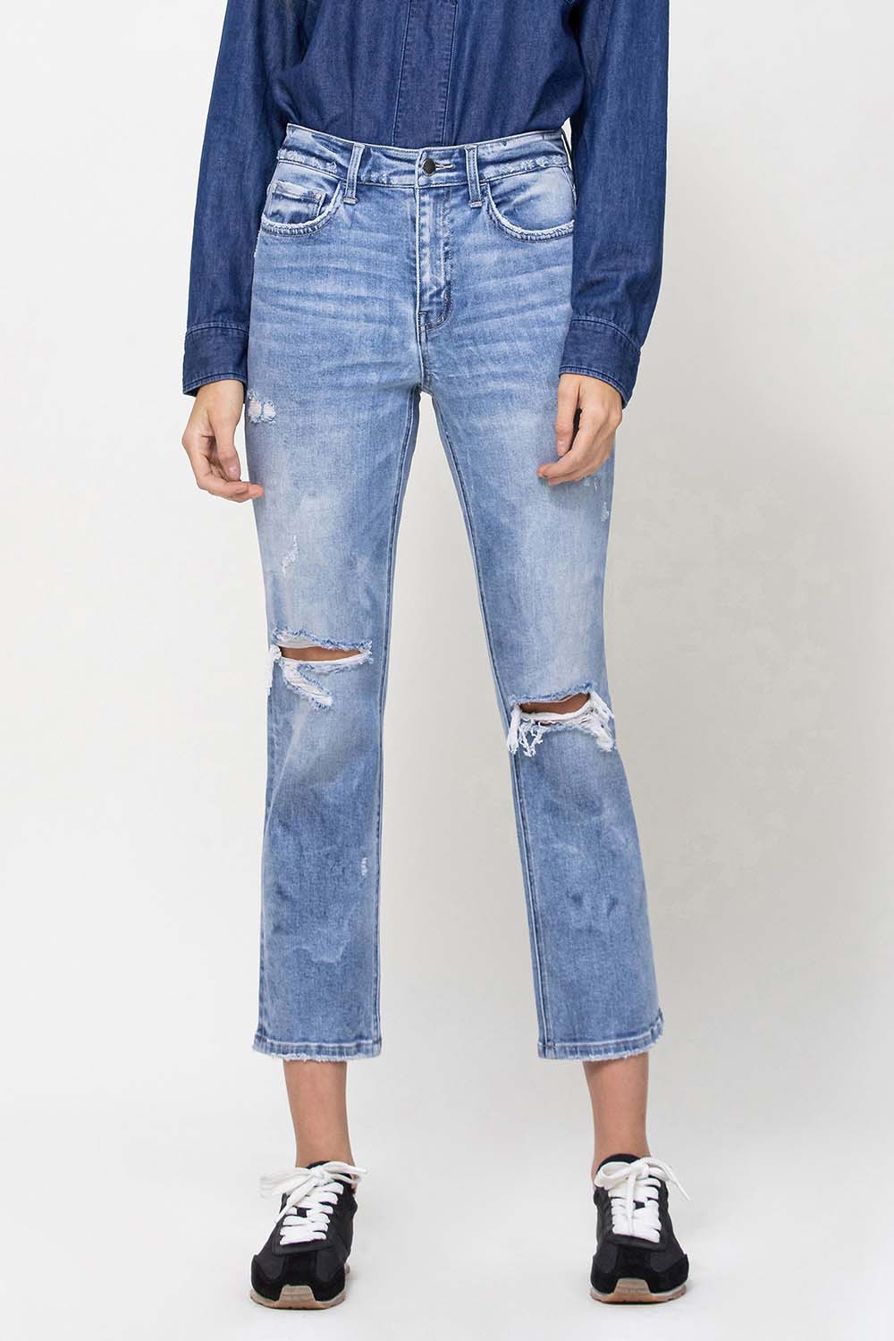 HIGH RISE CROP STRAIGHT JEANS