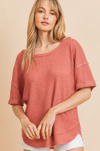 WILLA SOLID WAFFLE TOP