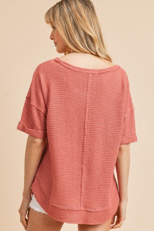 WILLA SOLID WAFFLE TOP