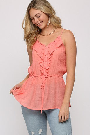 RALISA RUFFLED Textured Ruffle Cami Top