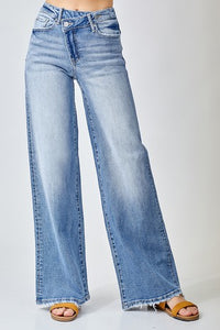 RISEN MIDRISE CROSSOVER WIDE LEG JEANS