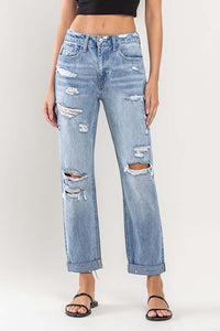 HIGH RISE CUFFED BOYFRIEND JEANS