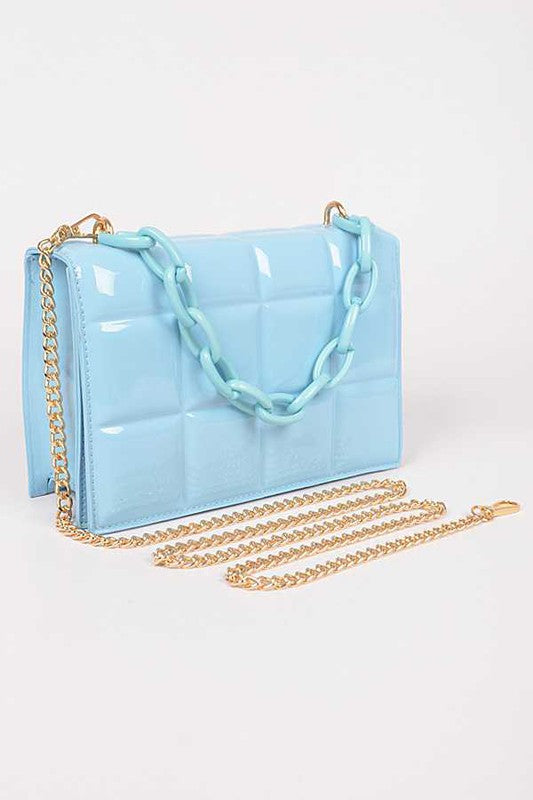 Patent Faux Leather Embossed Swing Bag