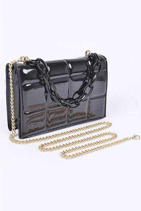 Patent Faux Leather Embossed Swing Bag