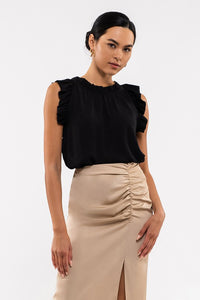 KARMEN SPLIT YOKE SLEEVLESS BLOUSE