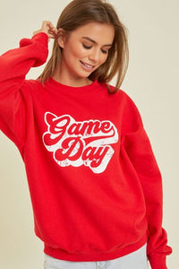 GAME DAY GRAPHIC SWEATSHIRT IN RED OR SAND