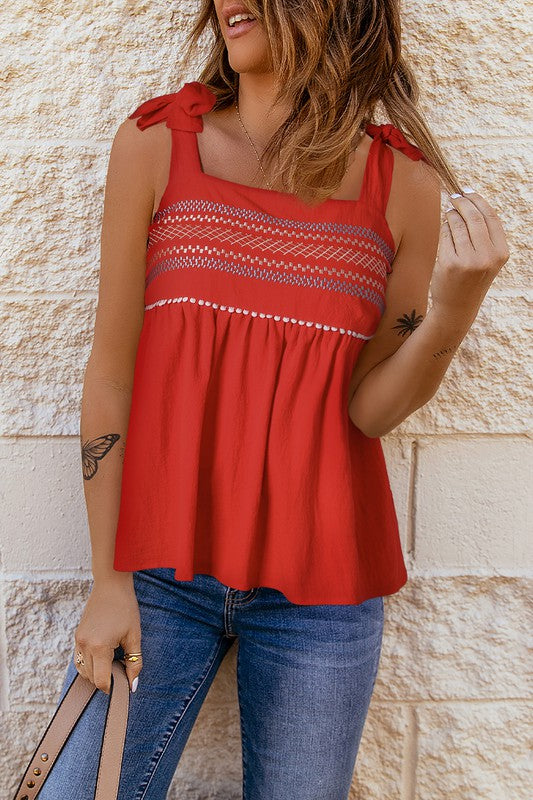 FINLEY RED BABY DOLL TOP