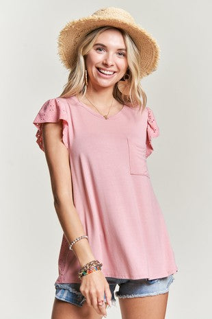 PENELOPE RUFFLE SLEEVE KNIT TOP