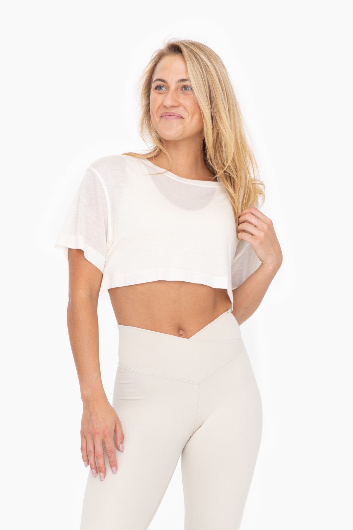 MONO B TENCEL SHEER FLOW CROP TOP