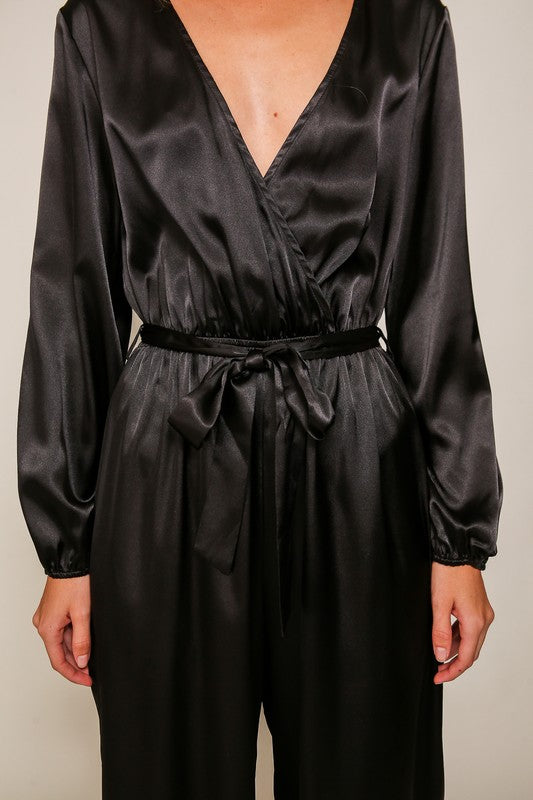 SABRINA SATIN JUMPSUIT W BELT