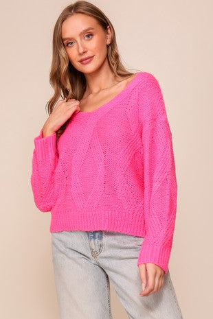 STELLA SWEETHEART CABLE SWEATER