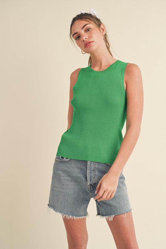 JADYN KNIT TANK IN GREEN OR WHITE