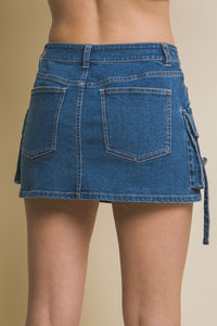 DENIM CARGO MINI SKIRT