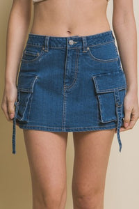 DENIM CARGO MINI SKIRT