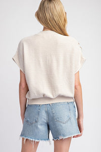 CARLEY SHORT SLEEVE FLOWER SWEATER