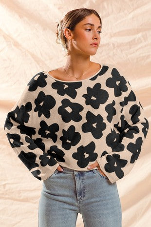 ANNIE FLOWER PRINT SWEATER