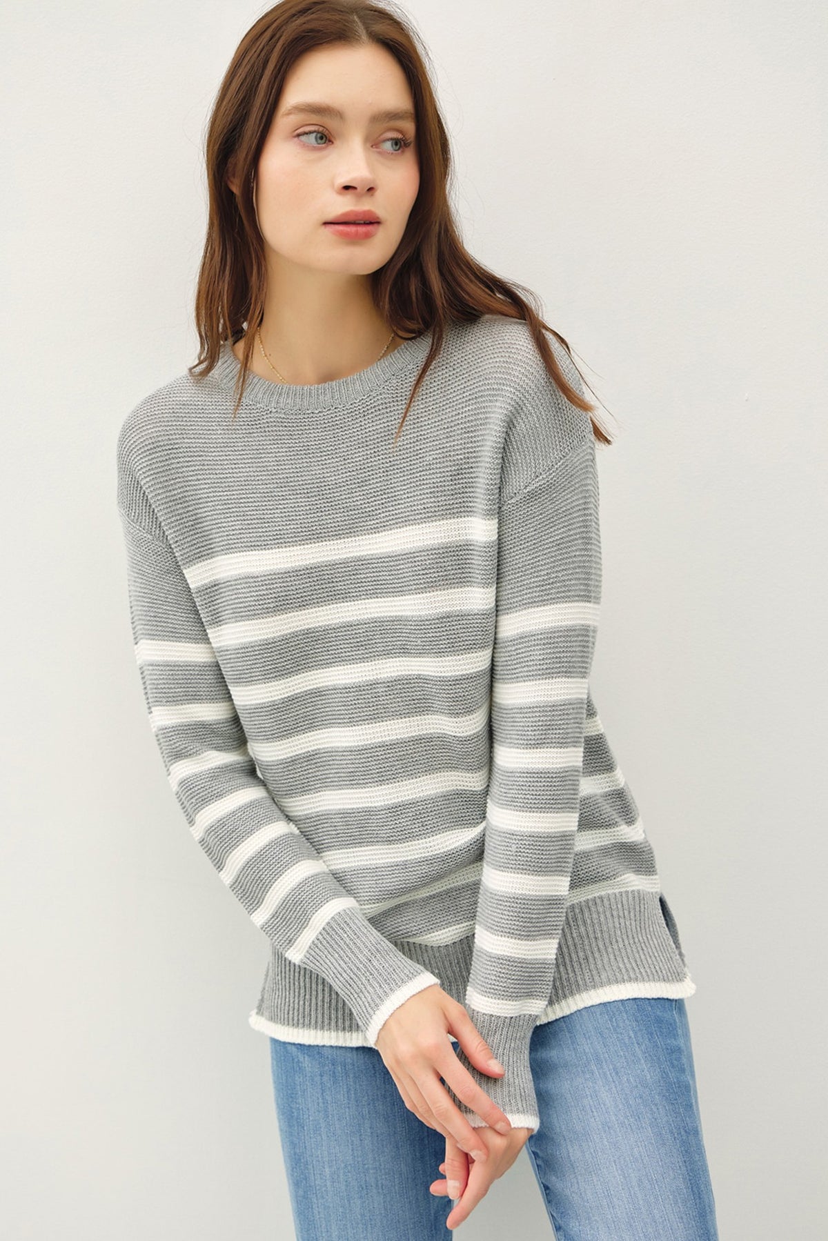 MARLI STRIPED LONG SLEEVE SWEATER