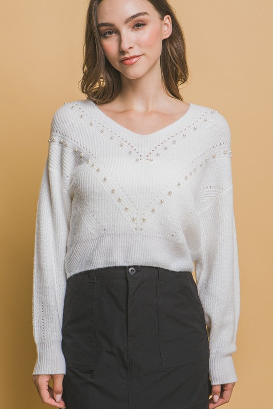 CHARLI PEARL DETAIL SWEATER