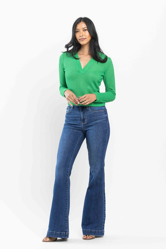 JUDY BLUE HIGH WAISTED HEM FLARE