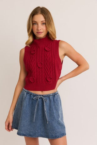 OLIVIA SLEEVELESS MOCK NECK SWEETHEART TOP