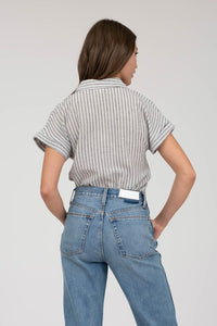BETSY BLACK STRIPED LINEN SHIRT