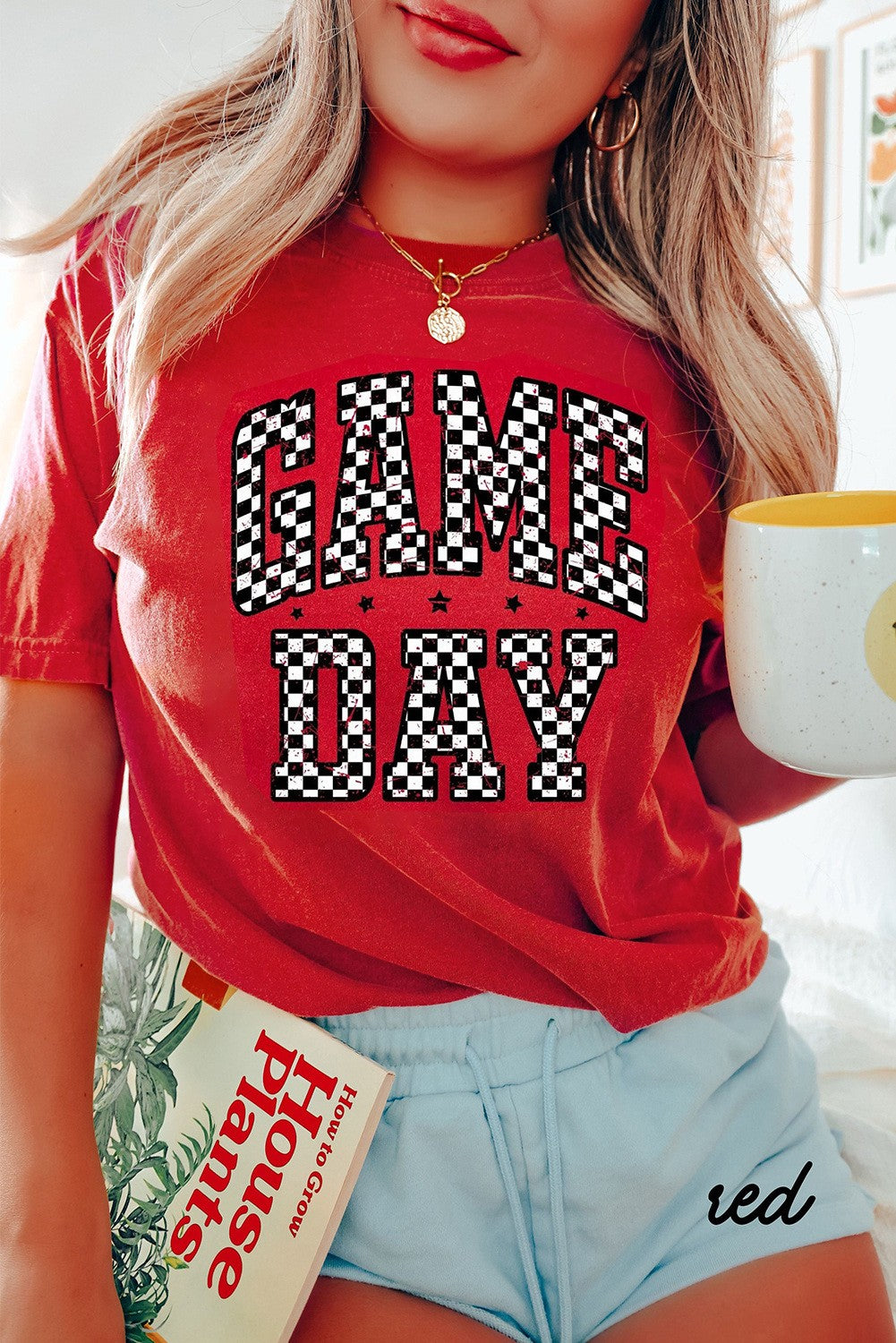 RED CHECK GAME DAY TSHIRT