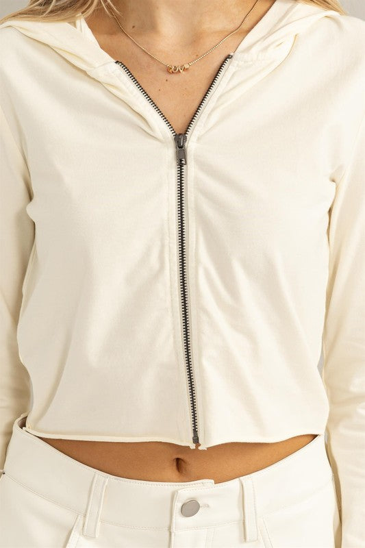 LEIGH ZIP UP CROPPED HODDIE