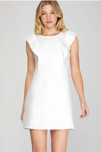 KELLY SLEEVELESS RUFFLED SLEEVE DRESS