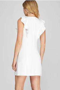 KELLY SLEEVELESS RUFFLED SLEEVE DRESS