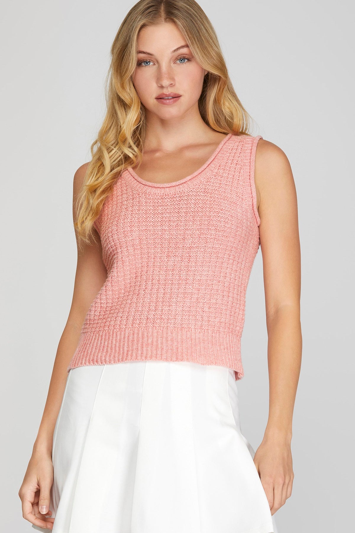 SYDNEY SLEEVELESS TEXTURED SWEATER TOP