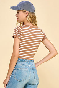 REBA STRIPE RINGER TOP