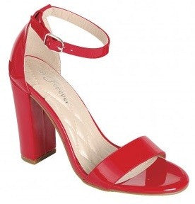 SASSY RED PATENT ANKLE STRAP HEEL