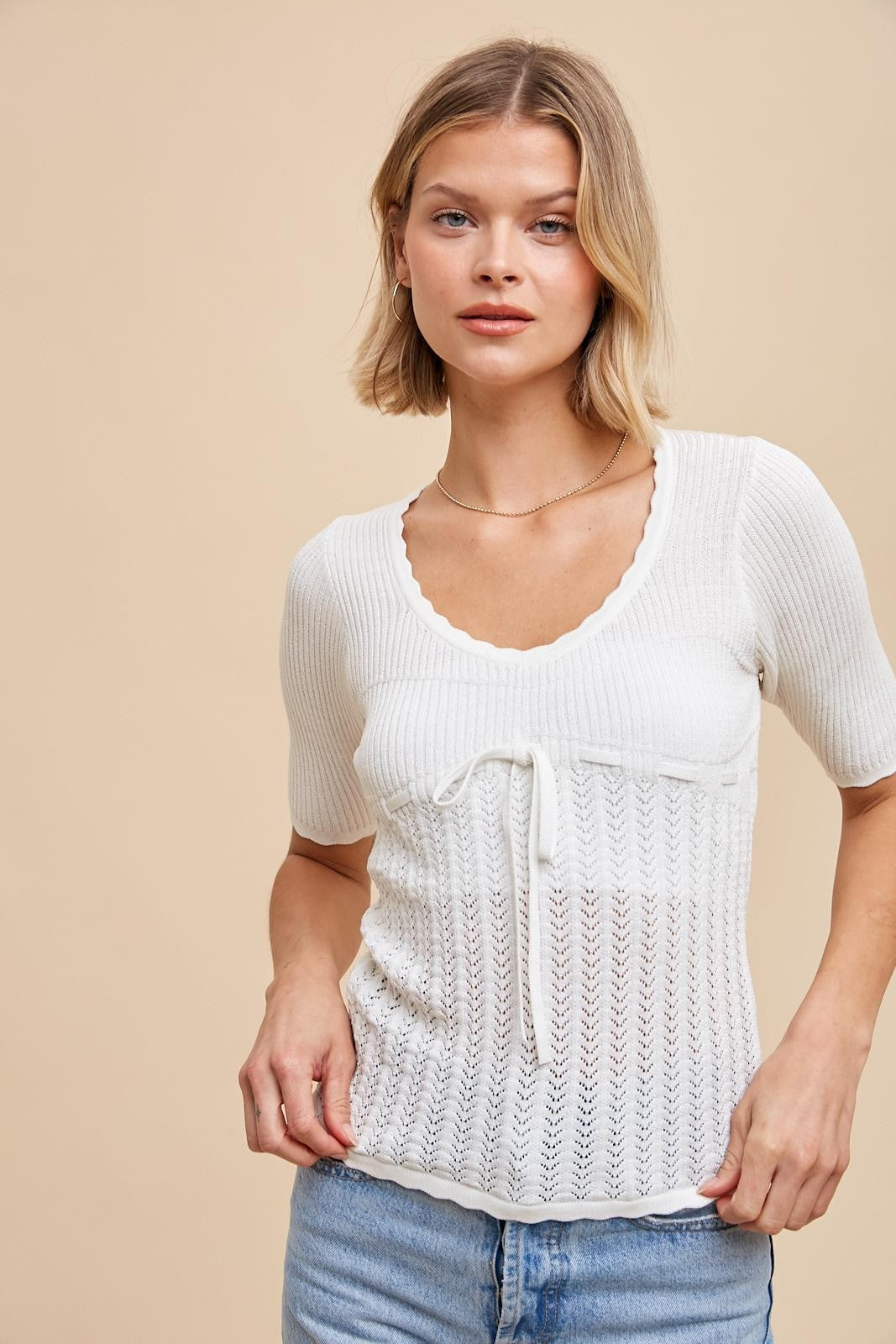 MILY POINTELLE KNIT SWEATER TOP