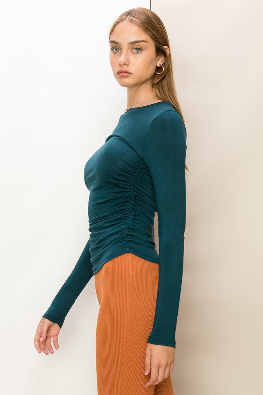 JAMIE LONG SLEEVE CINCHED TOP