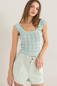 SCALLOPED KNIT CROP TOP