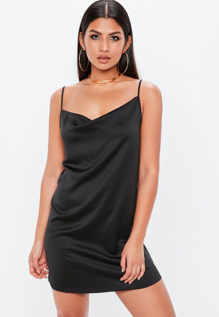 BLACK SATIN SHIMMER DRESS