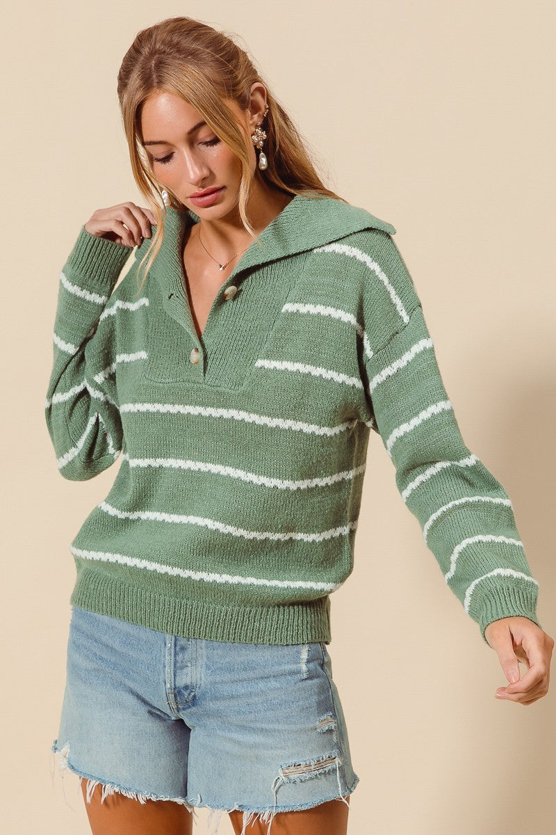 JENNIE STRIPE COLLARED SWEATER